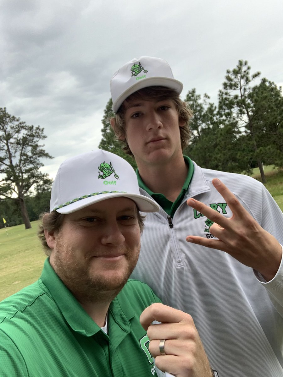 CaryHighGolf's tweet photo. We are off. Timmy pipes one down the right side of the fairway. What a start for the First 3 year regional qualifier the Cary golf team has had in recent memory. https://t.co/c51Sy5OJwS
