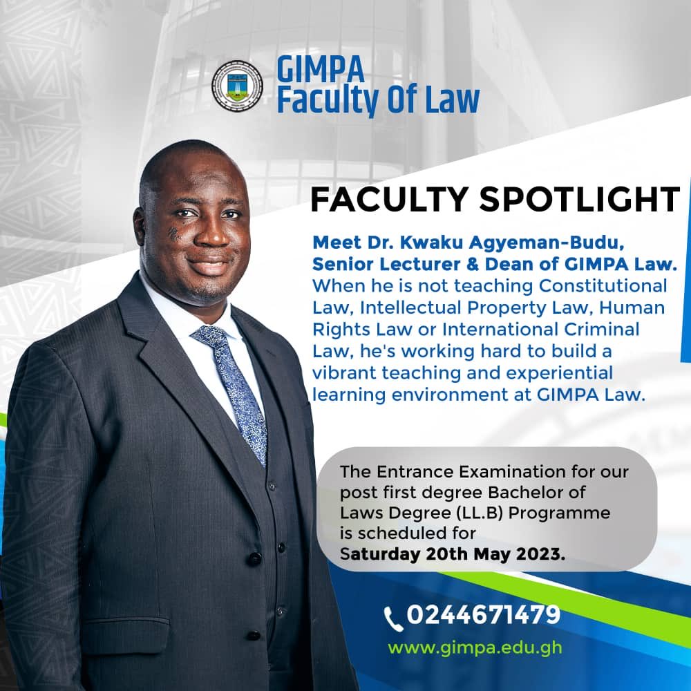 Introducing our outstanding faculty member, Dr. Kwaku Agyeman-Budu, who is dedicated to inspiring and guiding our students towards academic excellence and success.
#FacultySpotlight #InspiringEducation #AcademicExcellence #DedicatedFaculty ⁦@law_gimpa⁩