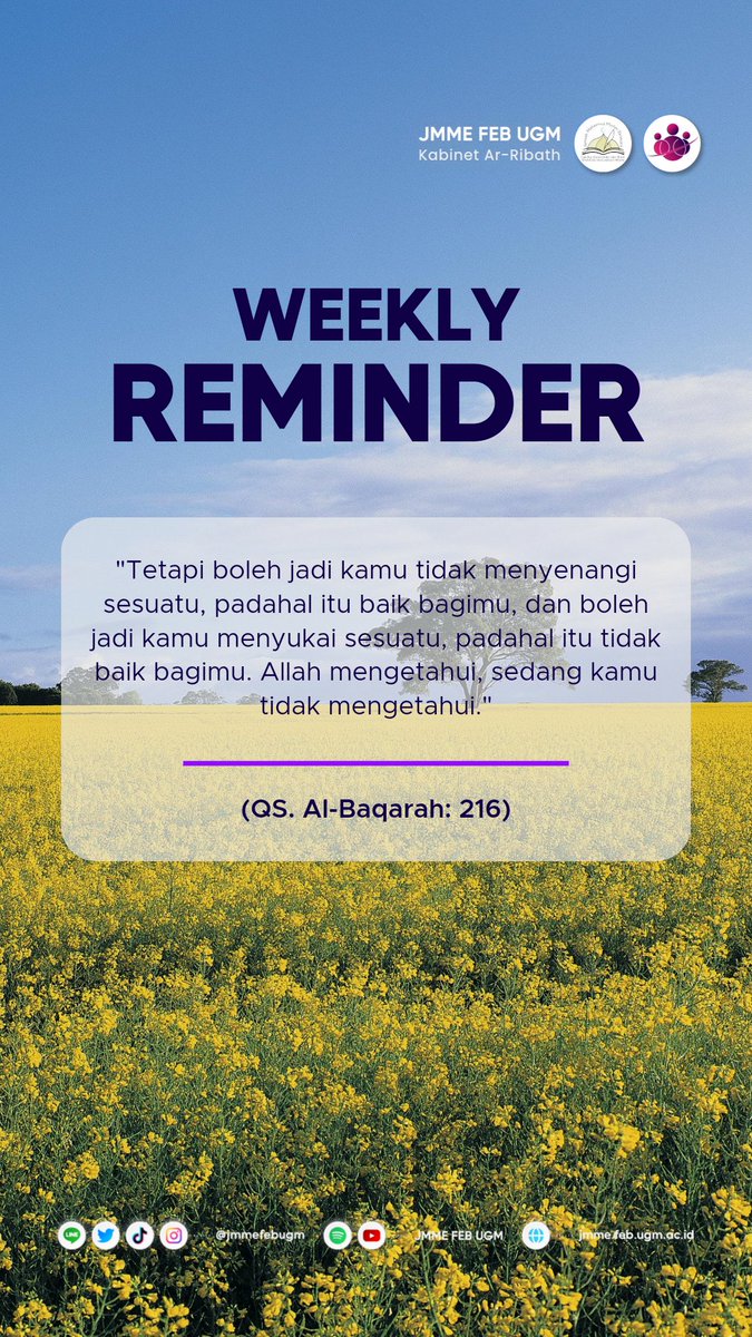Semua yang kita rencanakan selalu gagal? Yuk lebih sabar lagi menghadapi permasalahan hidup ini. Bisa jadi, kejadian yang tidak kita inginkan itu baik buat kita loo. Tetap semangat ya!

#masalah #baik #reminder #quran #utbk