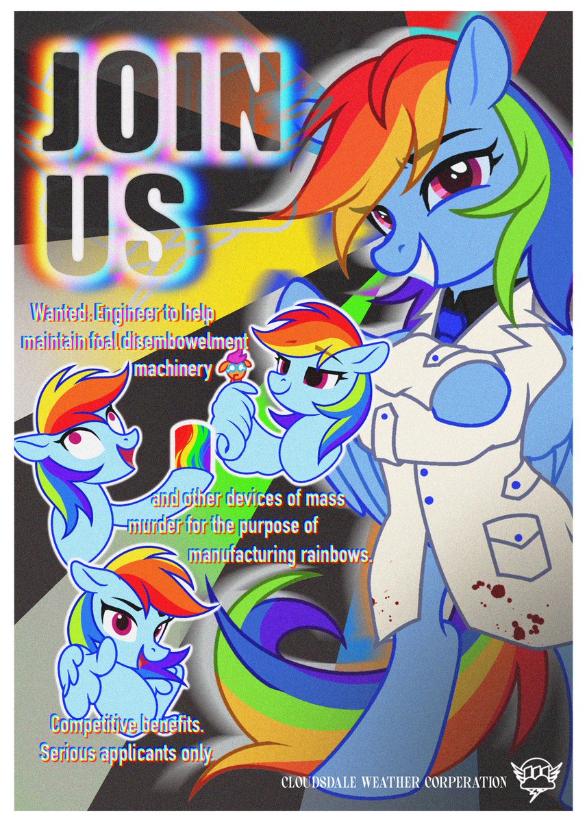 luanshanhun's tweet photo. We can't just hire someone.
——Hide: Yes, we can.🤲
#RainbowFactory #mlp https://t.co/s8CmqAPHEQ