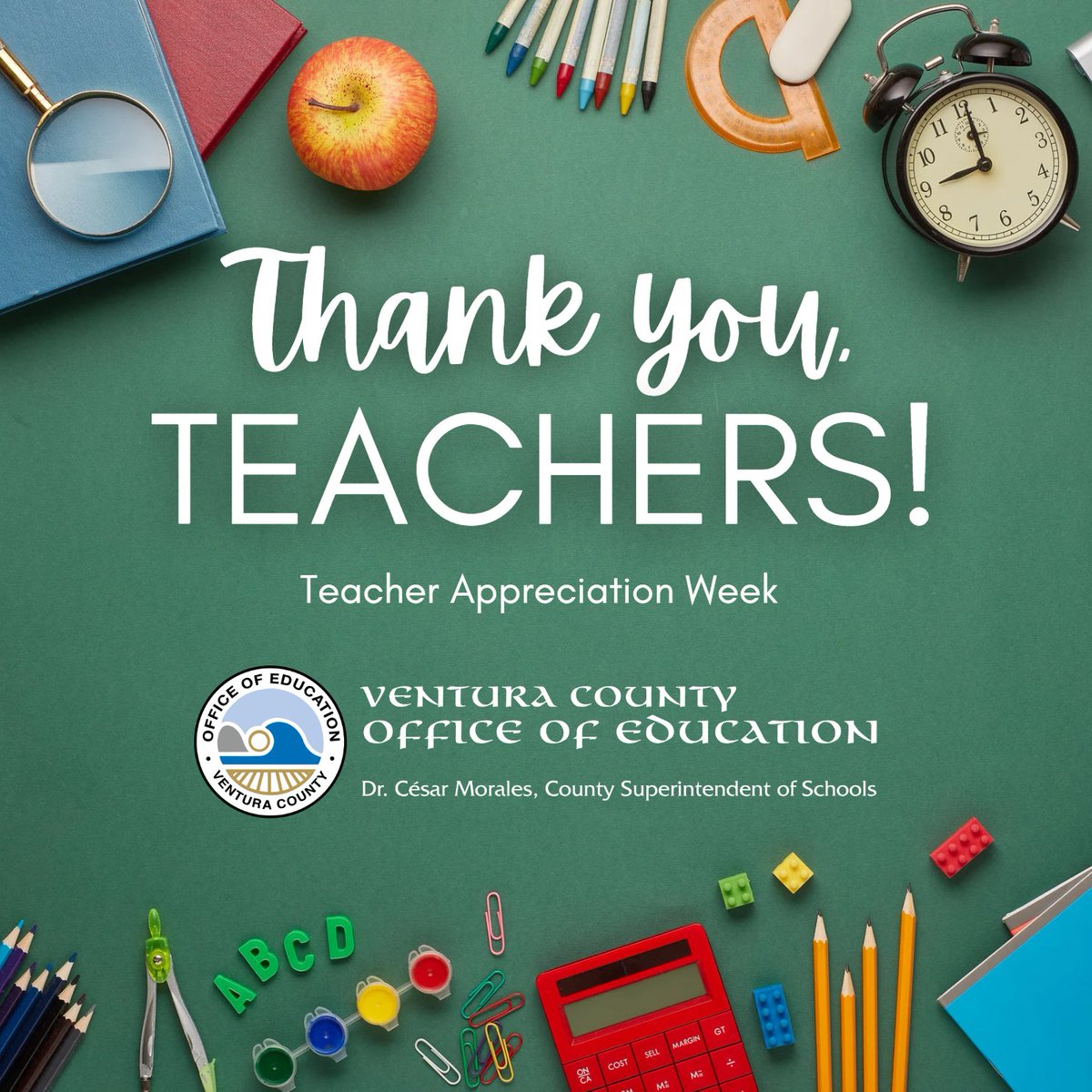 VenturaCOE's tweet photo. On National Teacher Appreciation Week, the Ventura County Office of Education recognizes our amazing local educators who give their all for students each day. Thank you for everything you do! https://t.co/UrAcbqTG1B
