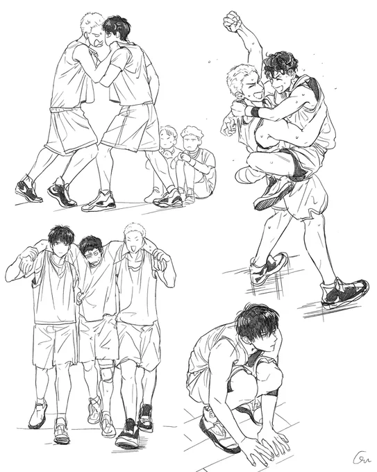 花道と流川とリョーちんとミッチーとヤスの落書き