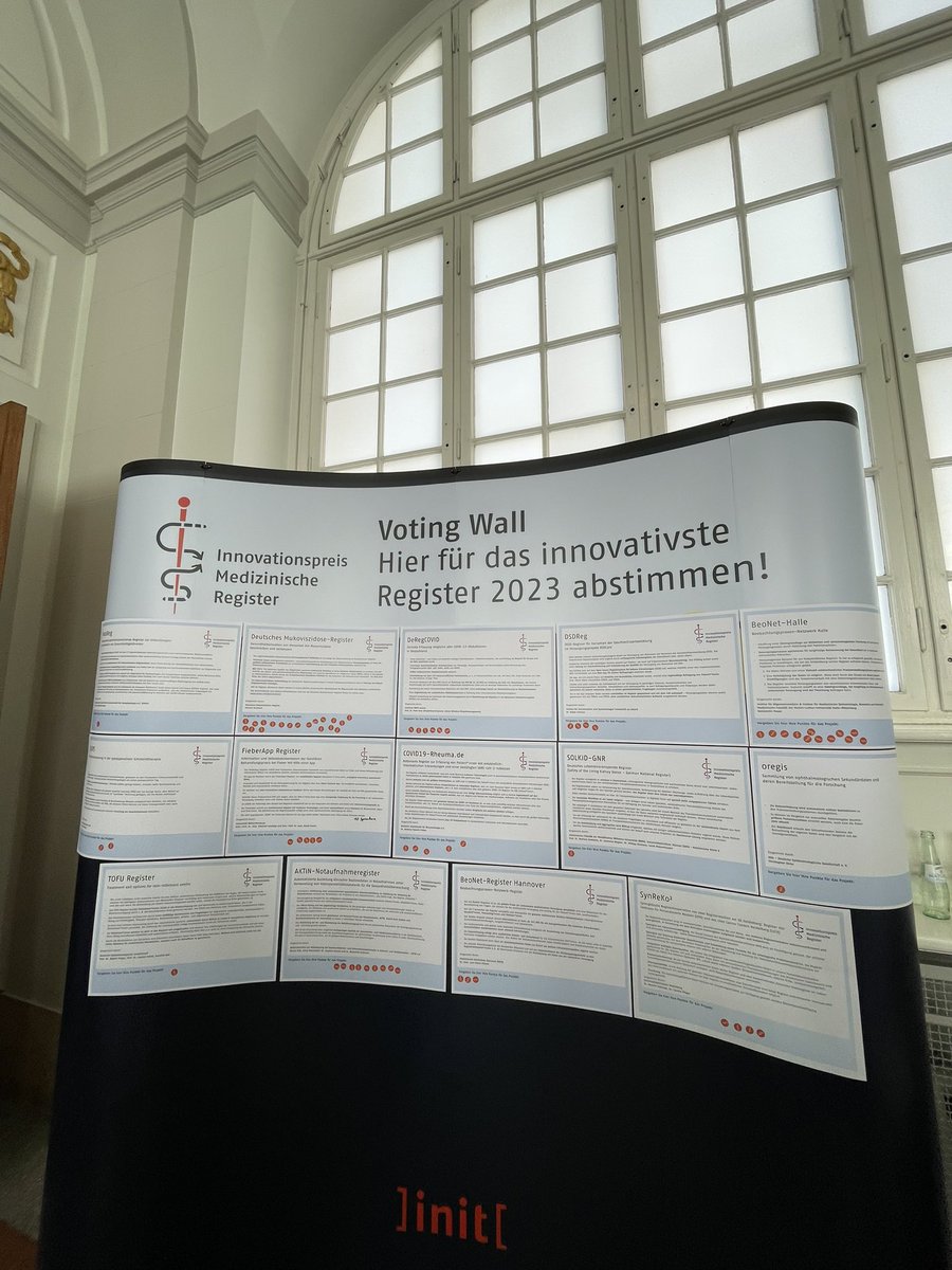 Wir nehmen außerdem am Innovationspreis Medizinische Register von @init_ag teil. Vote for us - vor Ort <a href="/TMF_eV/">TMF e.V.</a> #Registertage2023