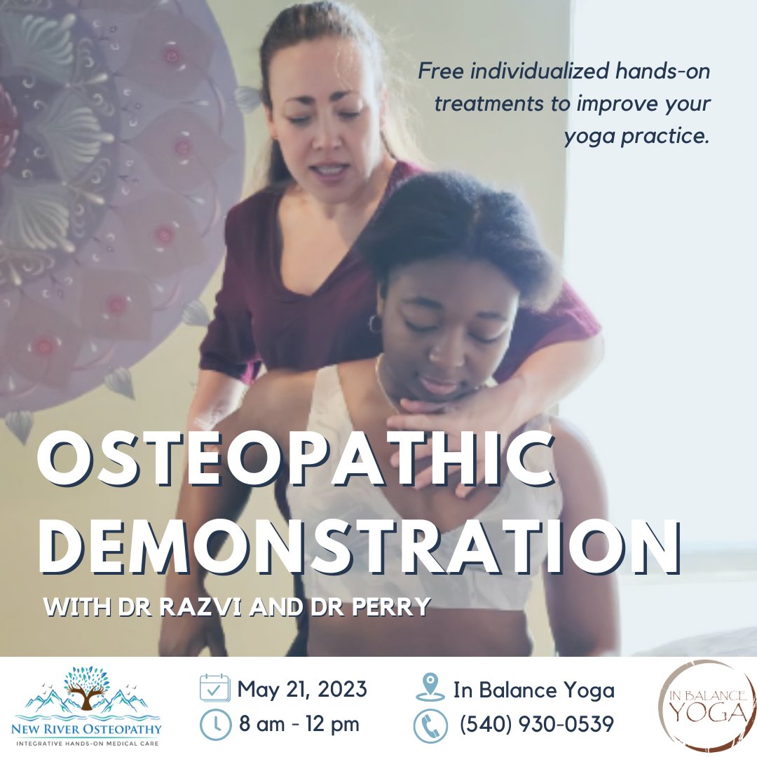 NRVOsteopathy's tweet photo. Join us as we explore how osteopathy can enhance your mobility, reduce pain, and promote overall wellness. Don't miss this opportunity to witness live osteopathic demonstrations from Dr. Razvi and Dr. Perry. Plus, get a special discount on your first osteopathic session. https://t.co/5t0mBkTcSy