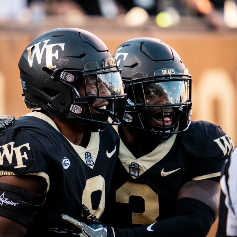 WakeFB's tweet photo. “They’re flying around and having fun,” Coach James Adams 🗣️

#GoDeacs 🎩