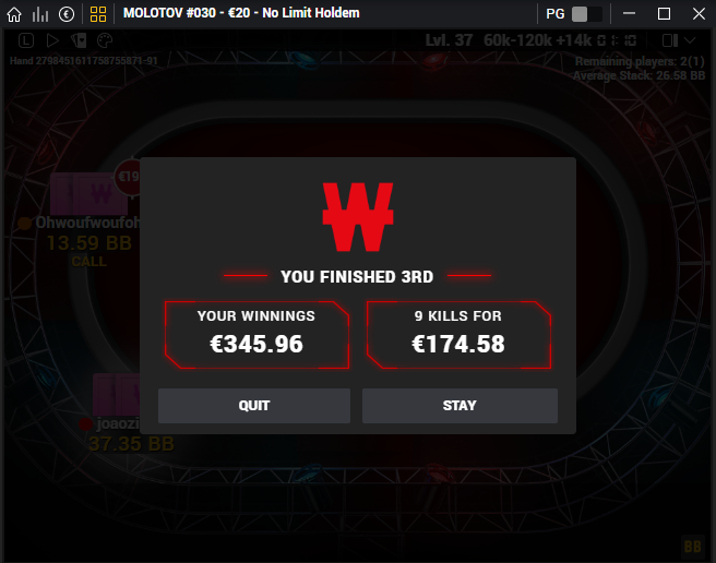 2eme session de mai, j'aime de + en + grind la journée ! #winamax #poker #brag