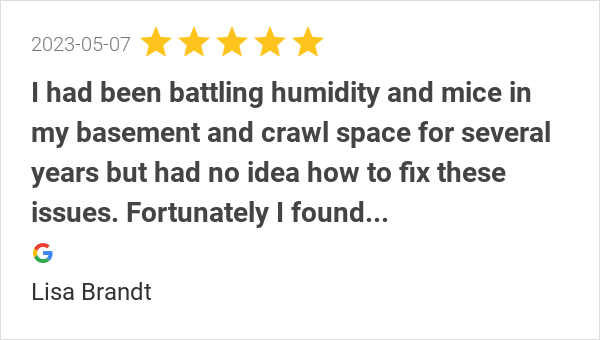 CincyRetrofoam's tweet photo. New 5.0-star Review: "I had been battling humidity and mice in my basement and crawl space for several years but... https://t.co/WNxEEknxwj