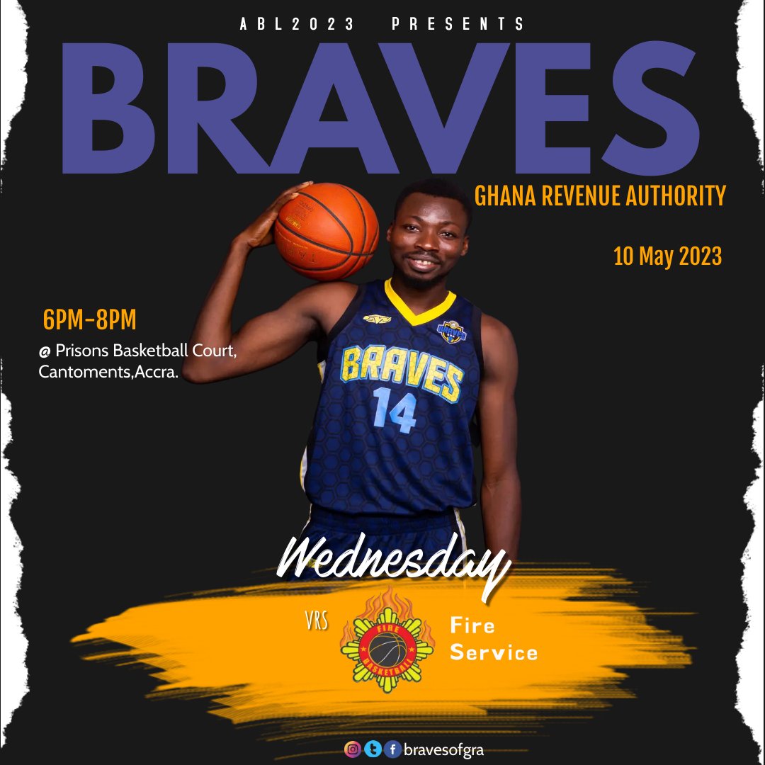 bravesofgra's tweet photo. THIS Wednesday, we play FIre Service before the final game of the first round.
Mark the date and day, make a point to watch good mid week ABL basketball
at the Prisons Court.
#braveLions
#braveRevolution
#ABBLEAGUE https://t.co/bv3pAGopOS