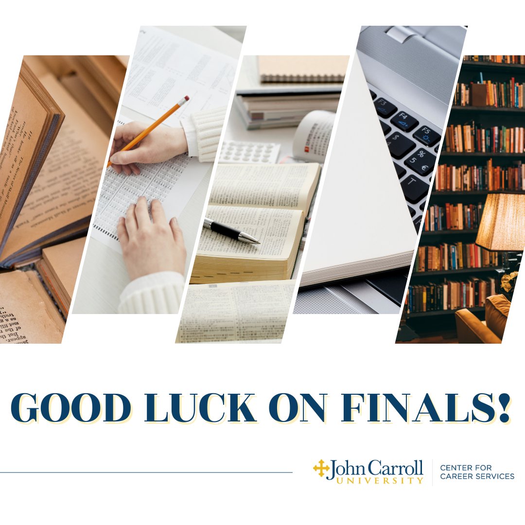 JCUCareerCenter's tweet photo. Hey Blue Streaks, finish off strong! Good luck on finals this week! https://t.co/UGL78CKKQI