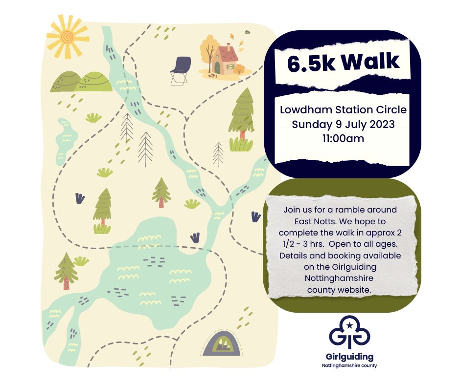 Get out and about and stretch your legs with our county walk! On 9 July, everyone is invited to join other members of Girlguiding Nottinghamshire for a gentle walk of around 6.5km. To find out more and to sign up, head to our website: bit.ly/40EpvsX #TeamNotts 🥾