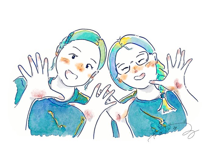 友達の明るい笑顔に私まで描いていて元気もらったー!
