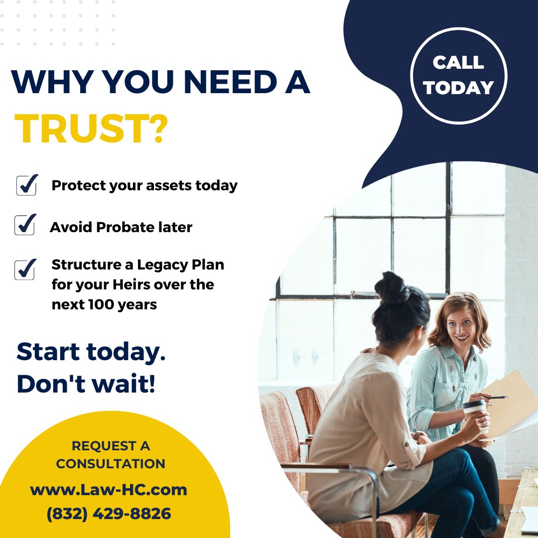 hamiltonchilds's tweet photo. Why You Need A Trust?

➡️  Protect your assets today
➡️ Avoid Probate later
➡️ Structure a Legacy Plan for your Heirs over the next 100 years

Start today. Don't wait.

📅 Request a consultation at https://t.co/n7tWPnBfpE
📞 Or Call/Text (832) 429-8826

#hamiltonandchilds https://t.co/nYN8DMZN5d