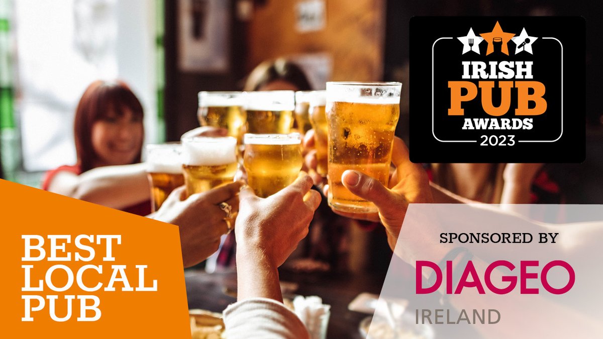 IrishPub_Awards's tweet photo. Are you Ireland's 'Best Local Pub'? Make sure to enter this year's #IrishPubAwards2023 and tell us why you deserve to be crowned best local. Enter today click here 👉: https://t.co/RCSuU2U9SO Sponsored by: @DiageoIreland #bestlocal #irishpubs #pubsofireland https://t.co/7RCOpgRMfA