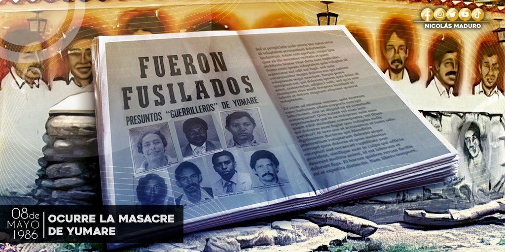 NicolasMaduro's tweet photo. La Masacre de Yumare forma parte de uno de los capítulos más amargos y horrorosos del puntofijismo. En honor a los mártires, renovamos nuestra promesa de que el terror, la violencia y la impunidad, más nunca volverán a imponerse en la Patria Bolivariana. https://t.co/uH7PLwNo7K