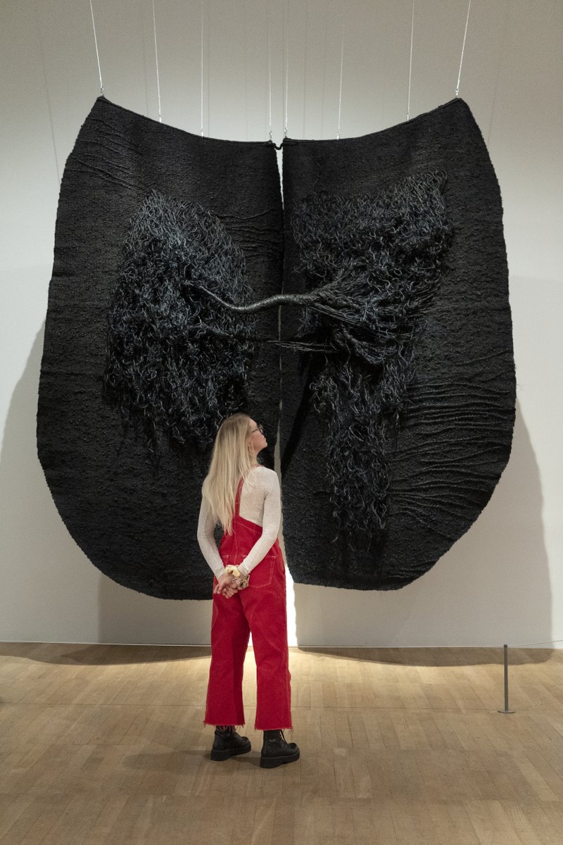 Tate's tweet photo. ✨ Last chance ✨ to see 'Every Tangle Of Thread And Rope' by #MagdalenaAbakanowicz, an exploration of the artist's radical woven sculptures that hang from the gallery space of the Blavatnik Building at #TateModern. Exhibition closes 21 May! ❤️🧶 ➡️ https://t.co/OecgKbnOvr https://t.co/KMm0EleHbk
