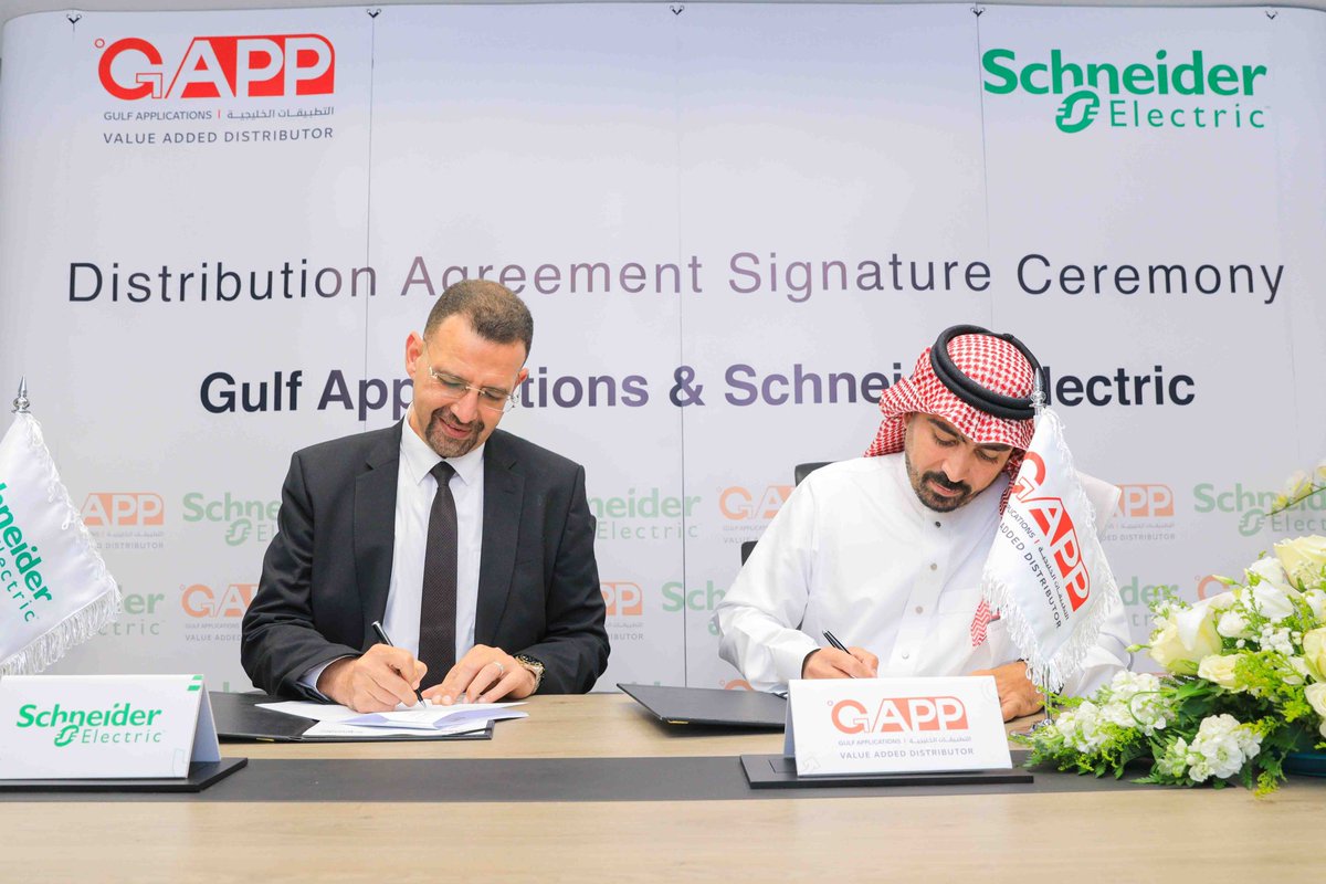 GappKSA's tweet photo. We are delighted to announce our latest partnership towards more innovative and sustainable solutions to our KSA partners with Schneider Electric. We are so exited to start this journey and take the business to the next level @SchneiderElecSA  #business #distributorship #GAPP https://t.co/Yv1DS7m0gl