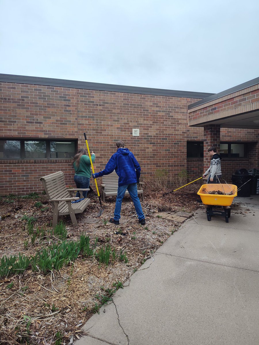 Fall Creek Landscaping class helping to do maintenance landscaping to beautify our school.