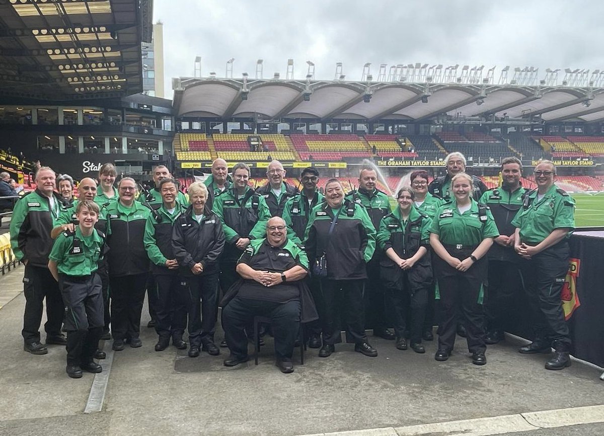 The Big Help Out - Team Watford FC looking after around 15,000 supporters of both Watford and Stoke City. 
Thanks to all our wonderful volunteers covering Watford &  Luton FC’s Coronation events in Berkhamsted, Stevenage & Bedford.#WeAreWestAnglia #TheBigHelpOut @stjohnambulance