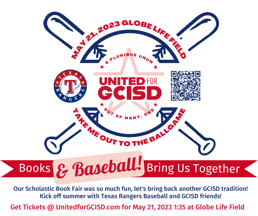 Now more than ever before our GCISD community needs to come together. Don't miss this opportunity to relax with family, catch-up with friends, and enjoy being United for GCISD!

#BooksBringUsTogether #AndSoDoesBaseball!