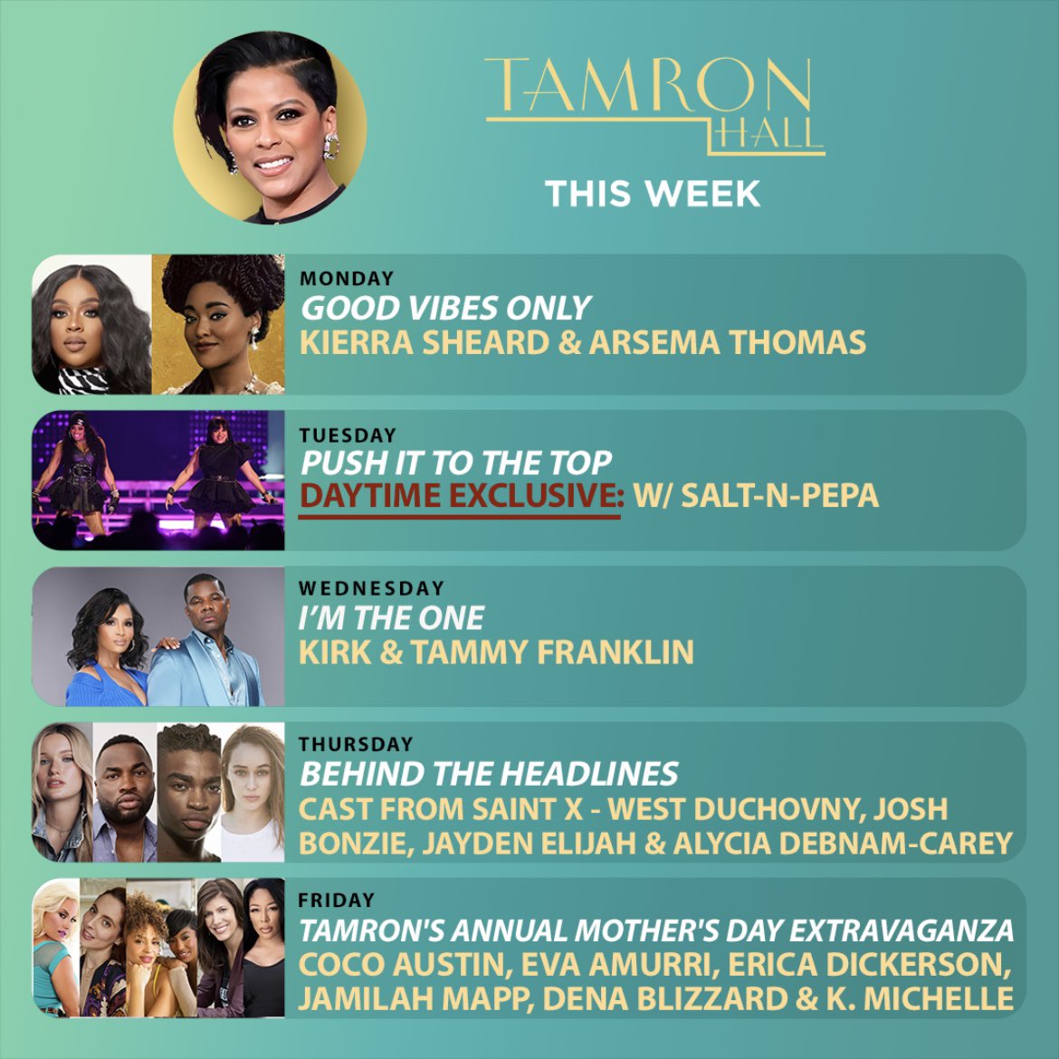 Tamron Hall Show on Twitter "THIS WEEK ON “Tamron Hall” MON