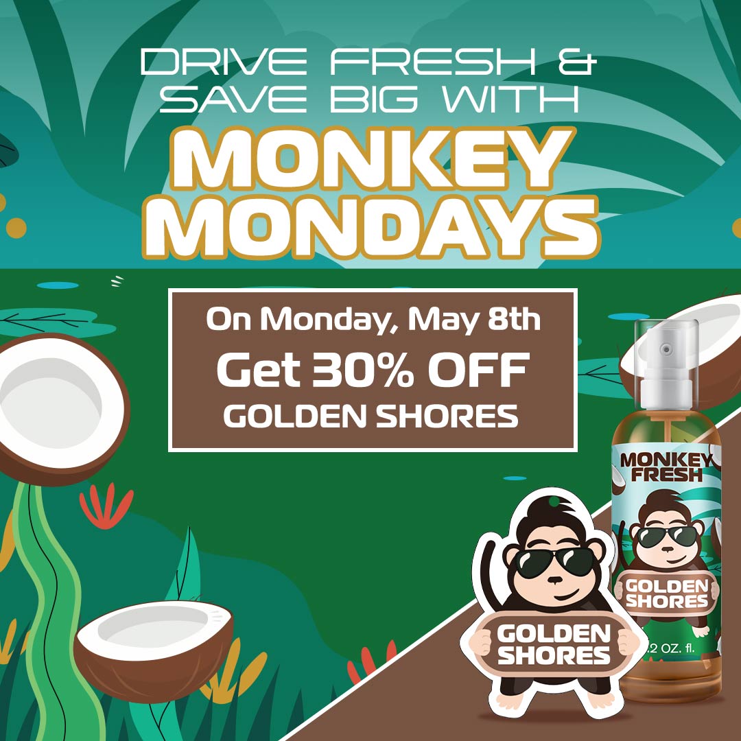ShopMonkeyFresh's tweet photo. Bring the #sweet #smell of #Tropical #freshness wherever you go with our #GOLDENSHORES #AIRFRESHENERS
Get yours #Today at https://t.co/zgnybGiUrj and save 30%OFF with our #MonkeyMondays #promotion!
Enter code GOLDEN30 at #checkout.  #cars #Automotive #autos #carcare #monkeyfresh https://t.co/hR8IRuh9A2