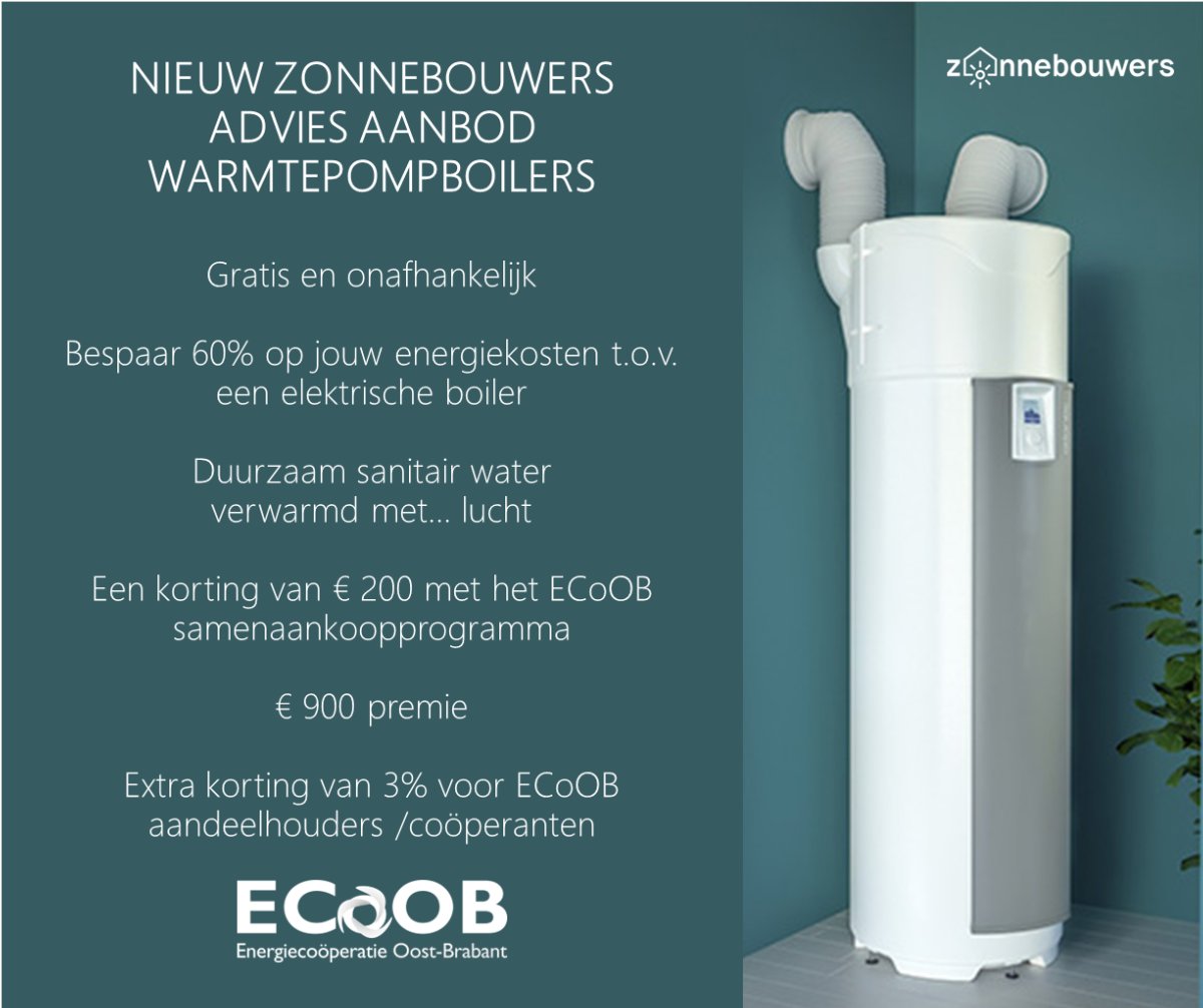 Onze #zonnebouwer-coaches geven nu ook gratis advies over warmtepompboilers. Alle info op ecoob.be/warmtepompboil…
