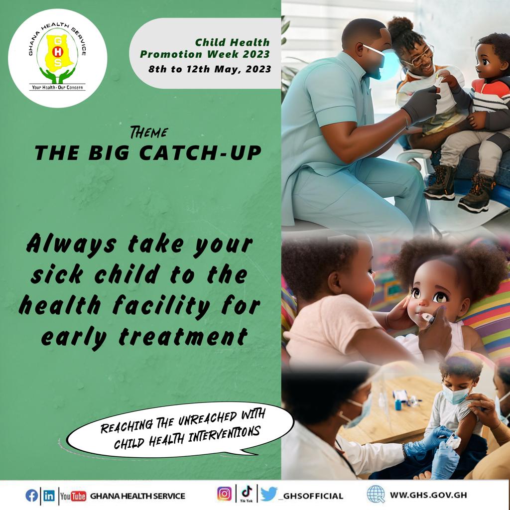 _GHSofficial's tweet photo. Child Health Promotion Week is celebrated annually in the second week of May. This year, the theme for the celebration is "The Big Catch-up" which starts  from 8th to 12th May.

Healthy Kids, Happy Future: Let's make children's health a priority this Child Health Promotion week! https://t.co/mj0VLcHOcw