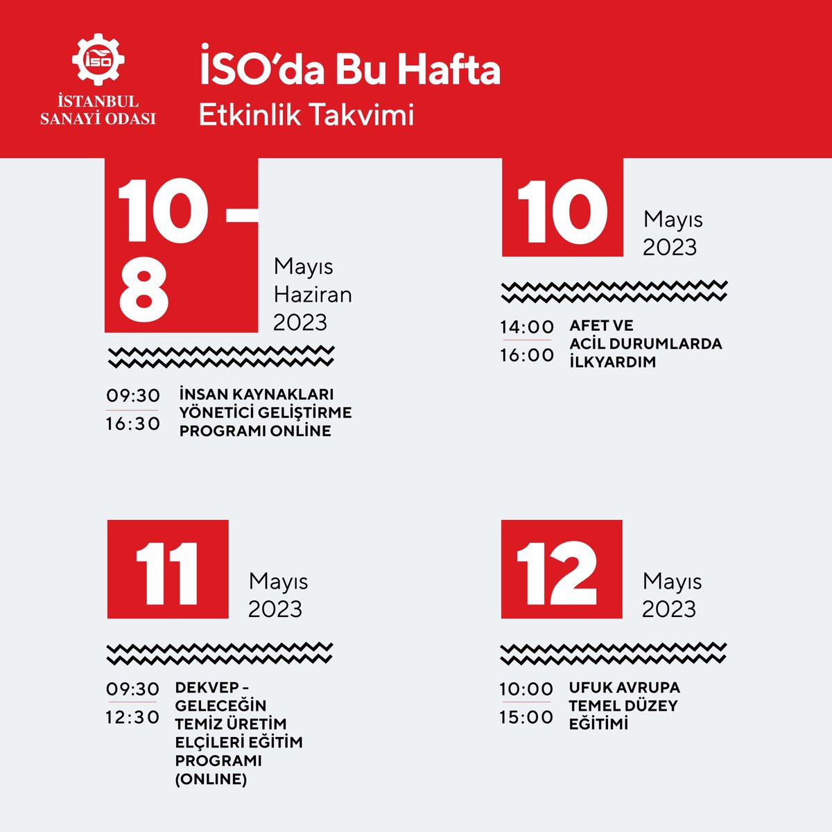 📌🗓️#İSOdaBuHafta

İstanbul Sanayi Odası’nın bu haftaki etkinliklerine ve daha fazlasına iso.org.tr adresinden ulaşabilirsiniz.

#İstanbulSanayiOdası #İSO #gündem #etkinlik