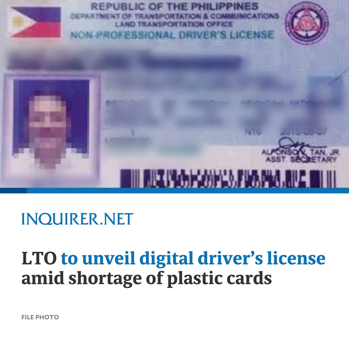 inquirerdotnet's tweet photo. The LTO announced that it is set to launch a digital version of the driver’s license to replace its interim system in which the permit is printed on the back of an Official Receipt.

READ: https://t.co/kUuBN9H2m0 https://t.co/VJEReKmHSK