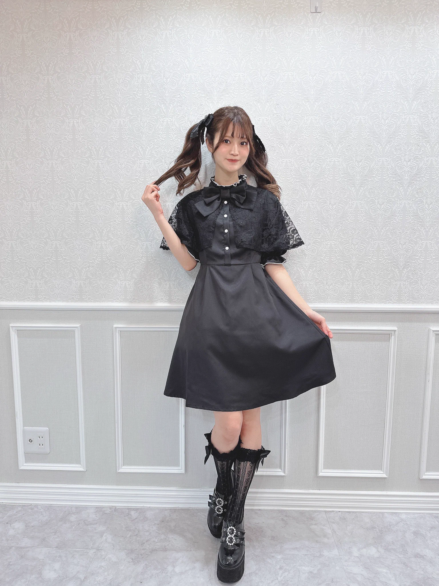 しまむら　眞白ありすケープ付きティアードワンピース ブラック 　4点セット 眞白ありす on X: 
