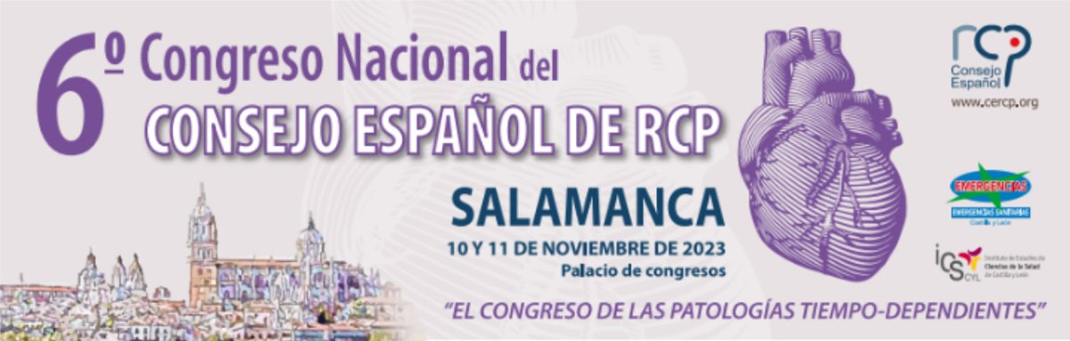 PlanNacionalRcp's tweet photo. Ya está accesible la web del 6º Congreso Nacional del @ConsEspRCP, que tendrá lugar en Salamanca el 10 y 11 de noviembre. Programa preliminar de las mesas redondas, ponentes ya confirmados, así como los talleres precongreso ofertados. https://t.co/UrHSbia5nJ
#rcp #cercp https://t.co/s6D7g4VG8v