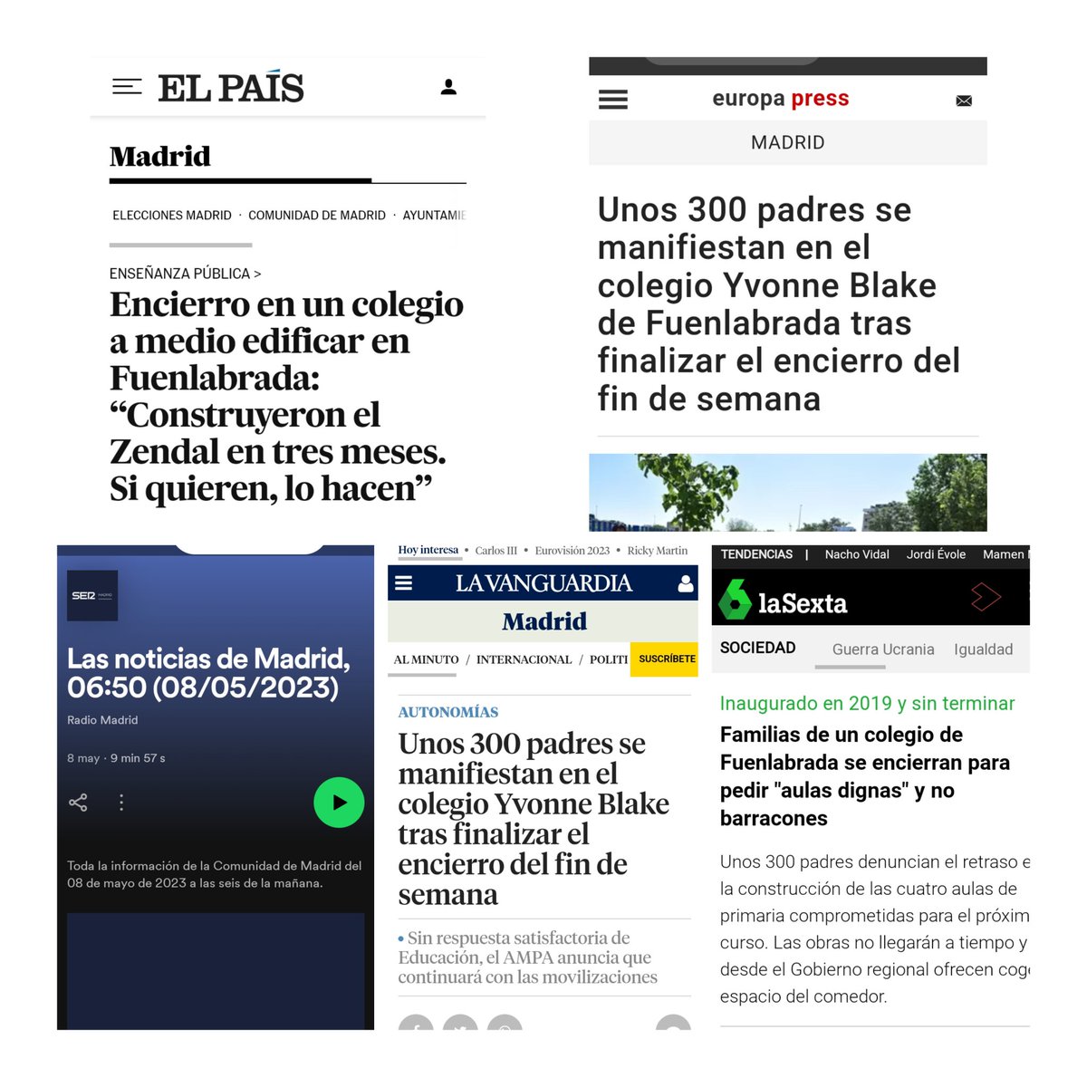 fampafuenlabra's tweet photo. Los Medios de Comunicación se hacen eco de las protestas del colegio Yvonne Blake de Fuenlabrada
#ampayvonneblake
#fapafuenlabrada
#laluchadebecontinuar
#sosybonneblake https://t.co/s7OX04KYOh