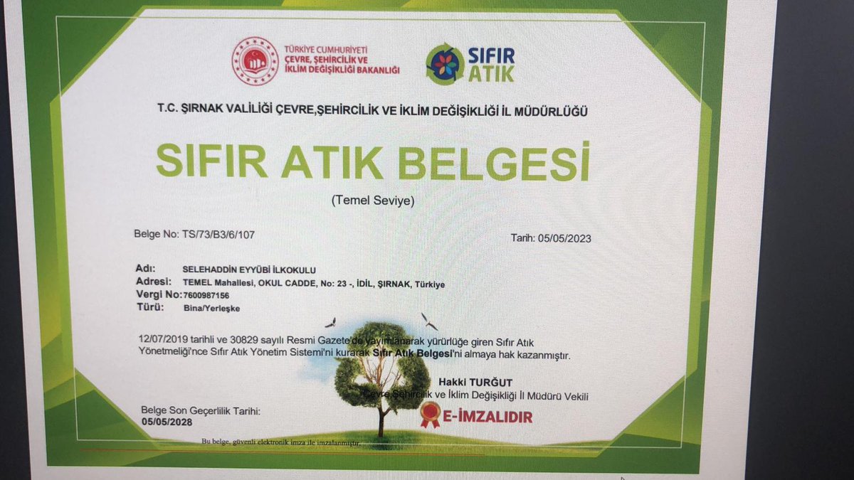 eyyubi73's tweet photo. Atık yönetimi ve kaynakların verimli kullanılması konusundaki uygulamalarımızla Şırnak Valiliği Çevre Şehircilik ve İklim Değişikliği İl Müdürlüğü tarafından verilen SIFIR ATIK BELGESİ'ni almaya hak kazandık.
@SirnakValiligi
@sirnakmem73 
@idil_ilcemem 
@byigit78 
@Abdullah_BGLN https://t.co/cXpv6jSsdj