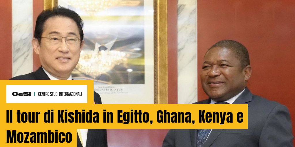 CentroStudiInt's tweet photo. 📍Il Primo Ministro giapponese #Kishida visita per la prima volta,quattro Paesi africani: l’#Egitto, il #Ghana, il #Kenya ed il #Mozambico, al fine di consolidare le relazioni bilaterali tra Tokyo e il continente. 

👉Leggi il nuovo Update: https://t.co/DhUtYUBJfi https://t.co/DVDgghvI5W