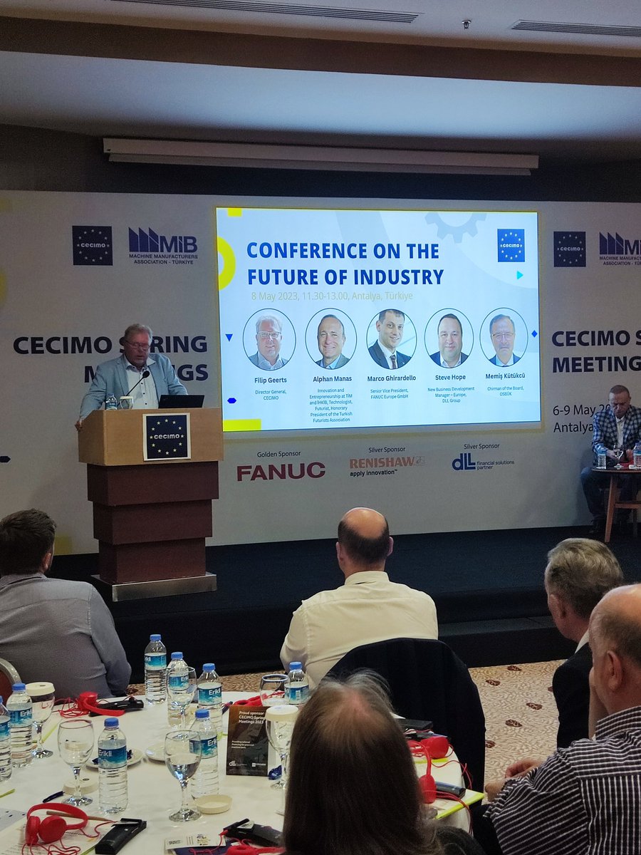 cecimo's tweet photo. Our DG, Filip Geerts kicks off our conference on the Future of Industry, focusing on the state of technological development and #manufacturing, including current challenges that our sector is facing during this profound transformation. #CECIMOSpringMeetings23 https://t.co/tgbfZbbBzY