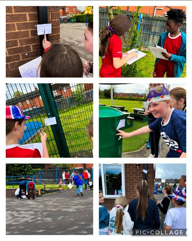Year 6’s enjoyed revising for the SATS with a  CORONATION 📷 maths hunt.