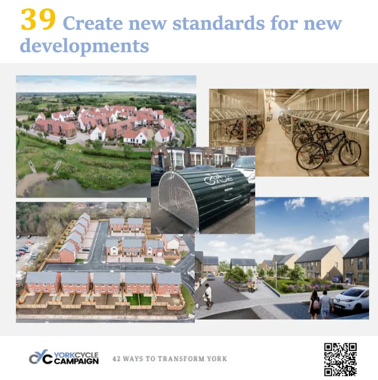 YorkCycle's tweet photo. New housing must have high-quality cycling routes and cycle parking, in line with the Transport Hierarchy. 1990s architecture that designs in car dependency must give way to pedestrian and cycle friendly streets. #42ways #ActiveTravel https://t.co/sX36FZrHLQ https://t.co/tywBpRPOLS