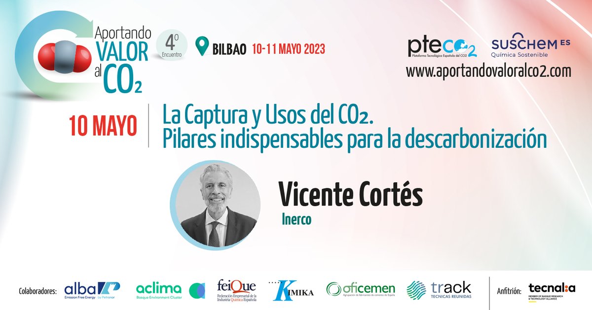 SusChemSpain's tweet photo. El Prof. Dr. Vicente Cortés impartirá la primera ponencia plenaria de #AportandoValorAlCO2. El presidente de @Inerco_ analizará la situación actual de la #capturaCO2 para su posterior #uso y transformación en productos de alto valor añadido
ℹ️ y registro👉https://t.co/3pLBwFajxV https://t.co/0I7AHDBryV