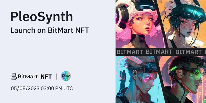 BitMartNFT's tweet photo. 🎉PleoSynth @pleosynth will be listed on the #BitMart #NFT marketplace! Launchpad reward NFTs have been airdropped to users.

✨PleoSynth focuses on building a dedicated creator community around cyberculture.  

👉Buy: https://t.co/OYLZPv5uOs
👉Register: https://t.co/CUGufuAZLA https://t.co/KCz0At6Ns2