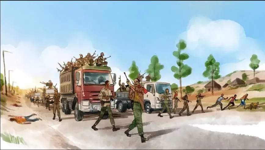 BrhaneNe's tweet photo. Update:- 🚨

The invading forces have continued their atrocities in the Western Tigray region. On April 29, 2015, more than 90 trucks loaded new Amhara natives and brought them to Wolqait Mzaga Sugar Factory's.#AmharaOutOfTigray 
@SecBlinken @MikeHammerUSA @_AfricanUnion @UN_HRC https://t.co/YVP0fMcFlw