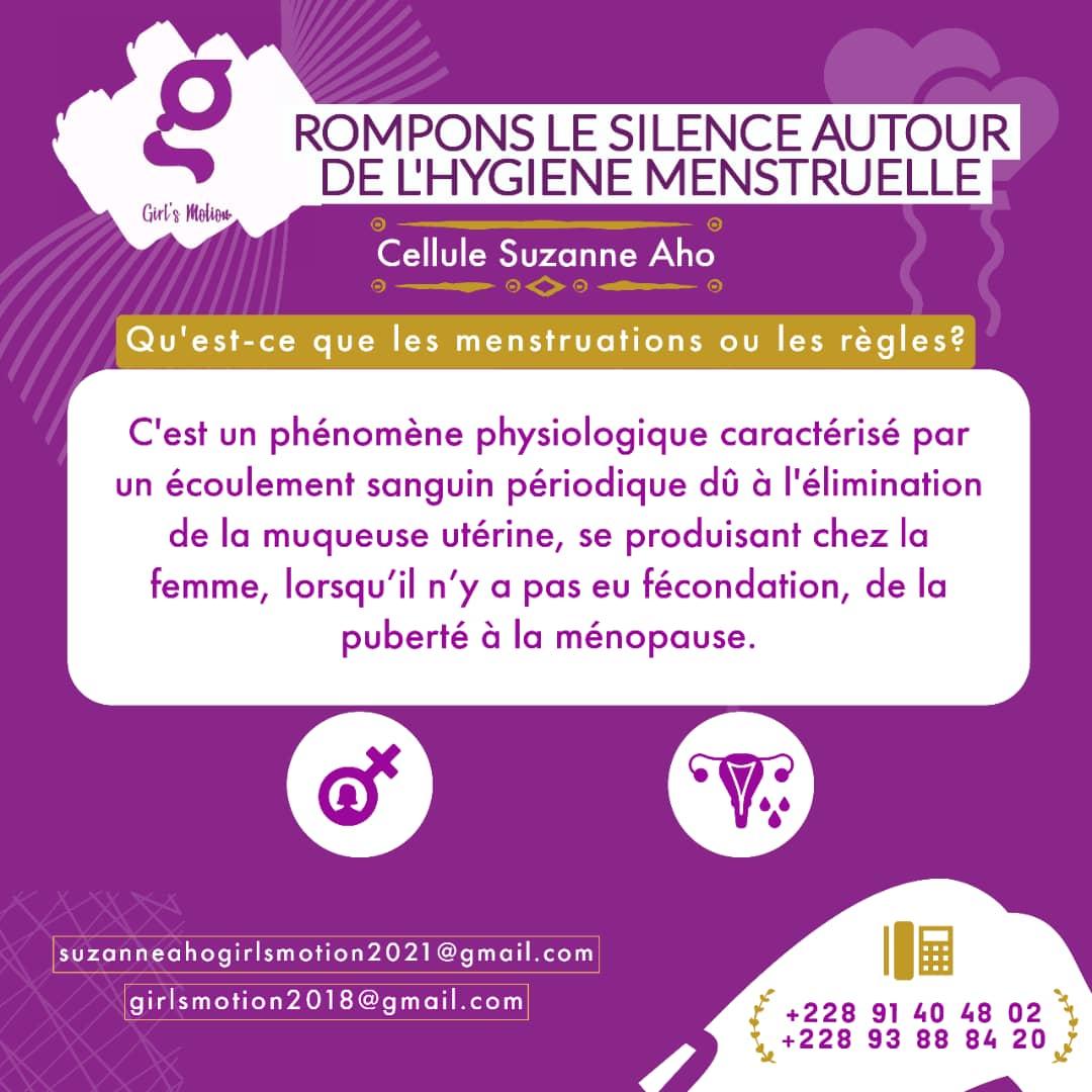 🩸 Rompons le silence autour de l'hygiène menstruelle ! 🌸

Nous sommes fiers de vous présenter le premier visuel de notre campagne digitale. Aujourd'hui, nous souhaitons aborder la définition des menstruations, un sujet qui reste souvent tabou et entouré de mystère.