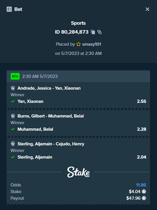 Smaxy1011's tweet photo. @Stake routing for the underdogs finally paid off https://t.co/wqg6OGL9NK