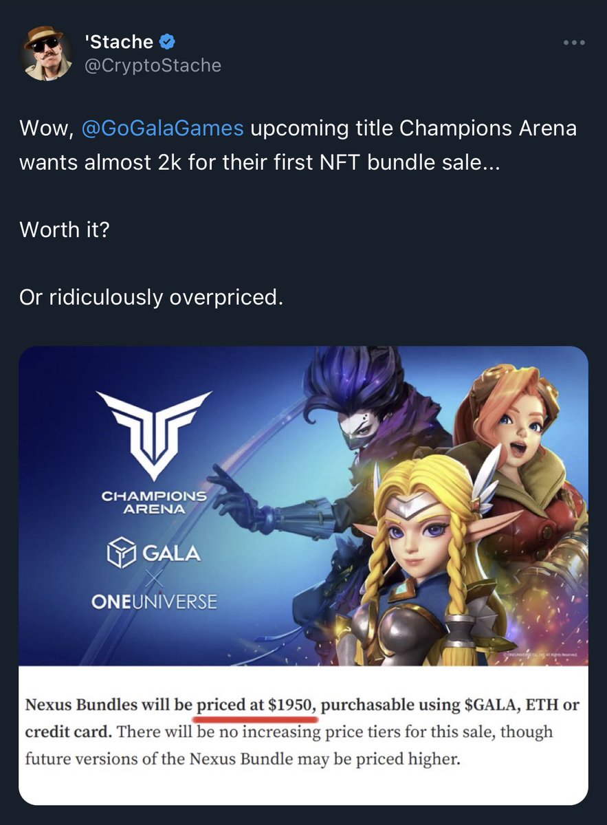 dear web3 games and ecosystems

please don’t tell your holder community to not expect ROI, if barely a few weeks later you’ll try to sell digital asset bundles for $1k+