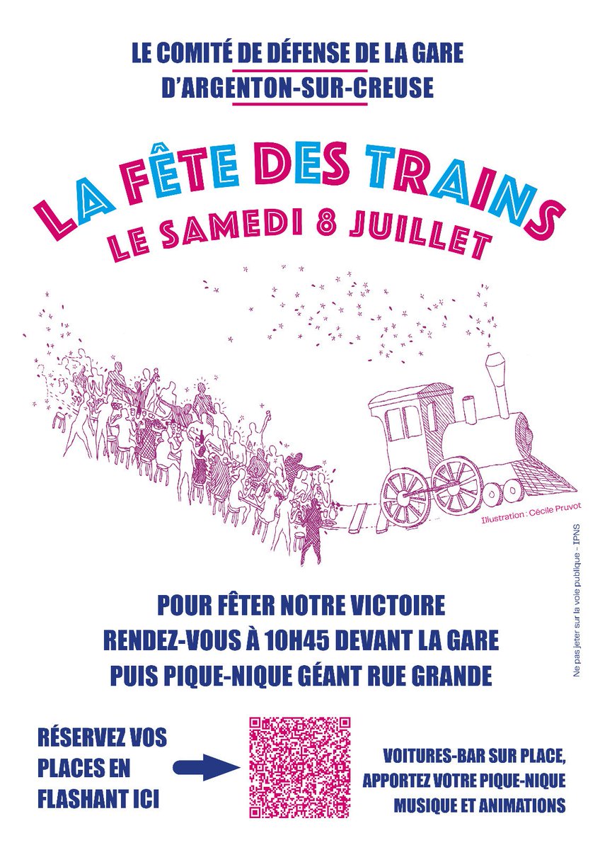 garedargenton's tweet photo. [ LA FÊTE DES TRAINS ]

Nous vous attendons dons très nombreux pour fêter les victoires du Comité de Défense de la Gare SNCF d'Argenton-sur-Creuse le samedi 8 juillet pour la "fête des trains". https://t.co/6v75WgeurK