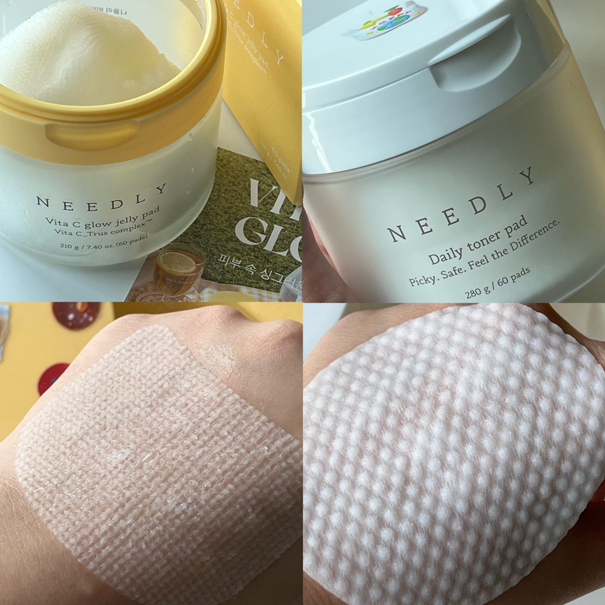 nchdaq's tweet photo. ออกปุ้ปคือเอามาลองปั้ป🌟🍋 เทียบให้เลย daily toner pad ช่วยเรื่องสิว vs vita c glow กระจ่างใส📧 ตอนนี้ชอบสีเหลืองมาก โกลว์จริง นี่มีรอยดำเลยเน้นอันนี้ ผิวนู้มเด้งก่อนจะลงสกินแคร์ด้วยซ้ำ เคาะ💌🫶🏽 https://t.co/nFEAmXtgiJ