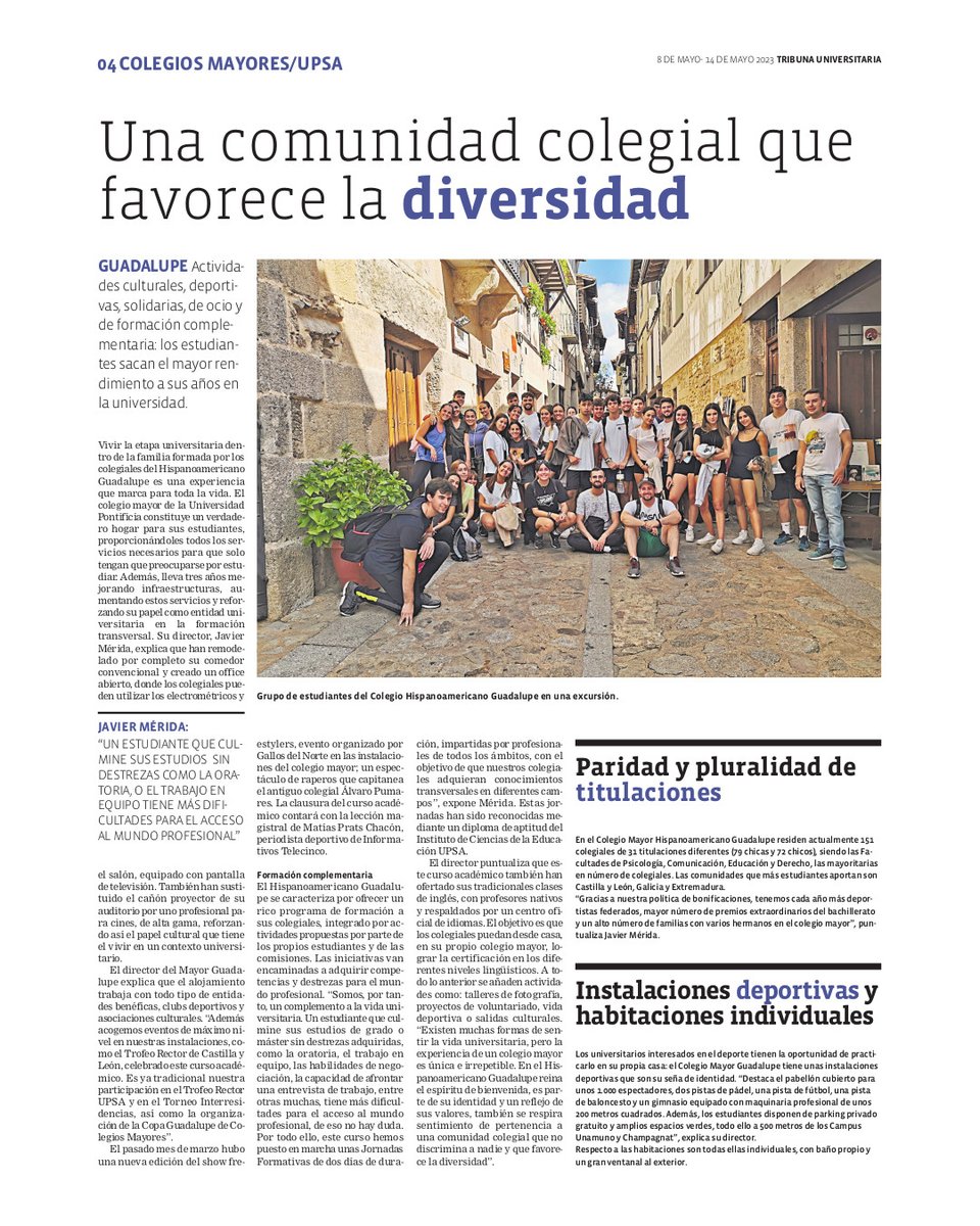 TribunaUniversitaria (@tribunauni) on Twitter photo 🏢ESPECIAL COLEGIOS MAYORES Y RESIDENCIAS
➡️<a href="/cmfrayluisusal/">Colegio Mayor Fray Luis de León</a> <a href="/cm_sanbartolome/">Colegio Mayor San Bartolomé</a> y <a href="/CM_Oviedo/">Colegio Mayor de Oviedo</a> ofrecen a los estudiantes la oportunidad de participar en actividades de crecimiento personal.
➡️Una comunidad colegial que favorece la diversidad <a href="/CMGuadalupeUPSA/">Colegio Mayor Hispanoamericano Guadalupe</a>
#universidad 🏢ESPECIAL COLEGIOS MAYORES Y RESIDENCIAS
➡️<a href="/cmfrayluisusal/">Colegio Mayor Fray Luis de León</a> <a href="/cm_sanbartolome/">Colegio Mayor San Bartolomé</a> y <a href="/CM_Oviedo/">Colegio Mayor de Oviedo</a> ofrecen a los estudiantes la oportunidad de participar en actividades de crecimiento personal.
➡️Una comunidad colegial que favorece la diversidad <a href="/CMGuadalupeUPSA/">Colegio Mayor Hispanoamericano Guadalupe</a>
#universidad