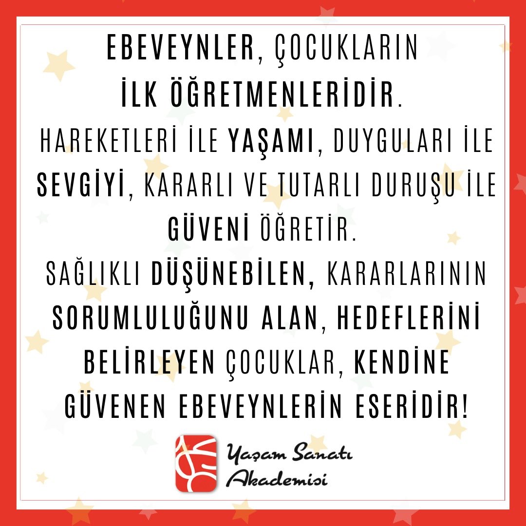 Yasamsanatiakdm's tweet photo. Ebeveynler;
Çocuklarının rol modeli,
Yaşamı,Sevgiyi, Güveni, Sorumluluğu öğreten ilk öğretmenidir. https://t.co/fFCiai5iR6
#SanatTadındaYaşamınAdresi
#motivasyon #gelişim #recall #recallhealing #regresyonterapisi #rezonansterapi #healy
#yasamsanatıakademisi #melikeuralguntan https://t.co/a2rYZ9AmhW