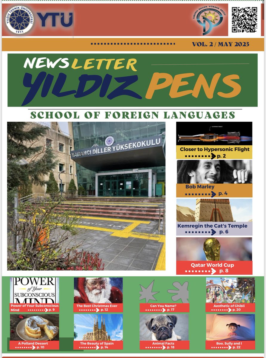 Yıldız Teknik Üniversitesi, Yabancı Diller Yüksekokulu olarak #YıldızPens isimli dijital dergimizin 2. sayısı websitemizde yayınlandı:

ybd.yildiz.edu.tr/sayfa/2/Newsle…

Yazıları ile katkı sağlayan tüm öğrencilerimize teşekkür ederiz, okuyucularımıza ise keyifli okumalar dileriz

We💙YTÜ