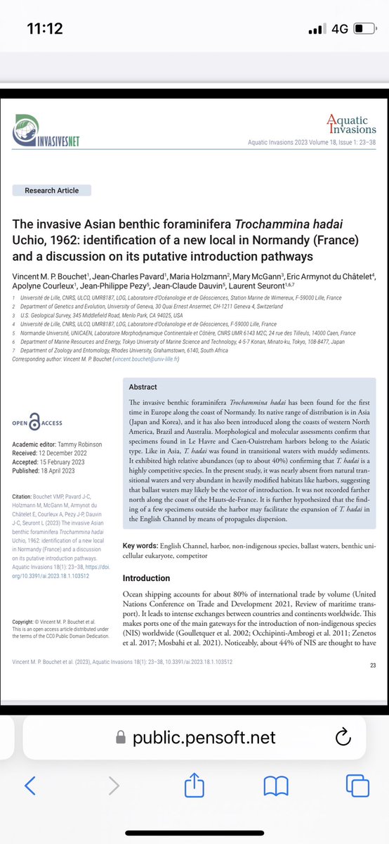 VinceMPBouch's tweet photo. Great collaborative work between France, the USA and Switzerland for the first record of the invasive foraminifera Trochammina hadai in Europe #NIS #morphology #molecular @JcPavard @LaurentSeuront @LOG_labo @univ_lille funded by @AgenceEau @Seine_normandie https://t.co/caPQcKm7hL