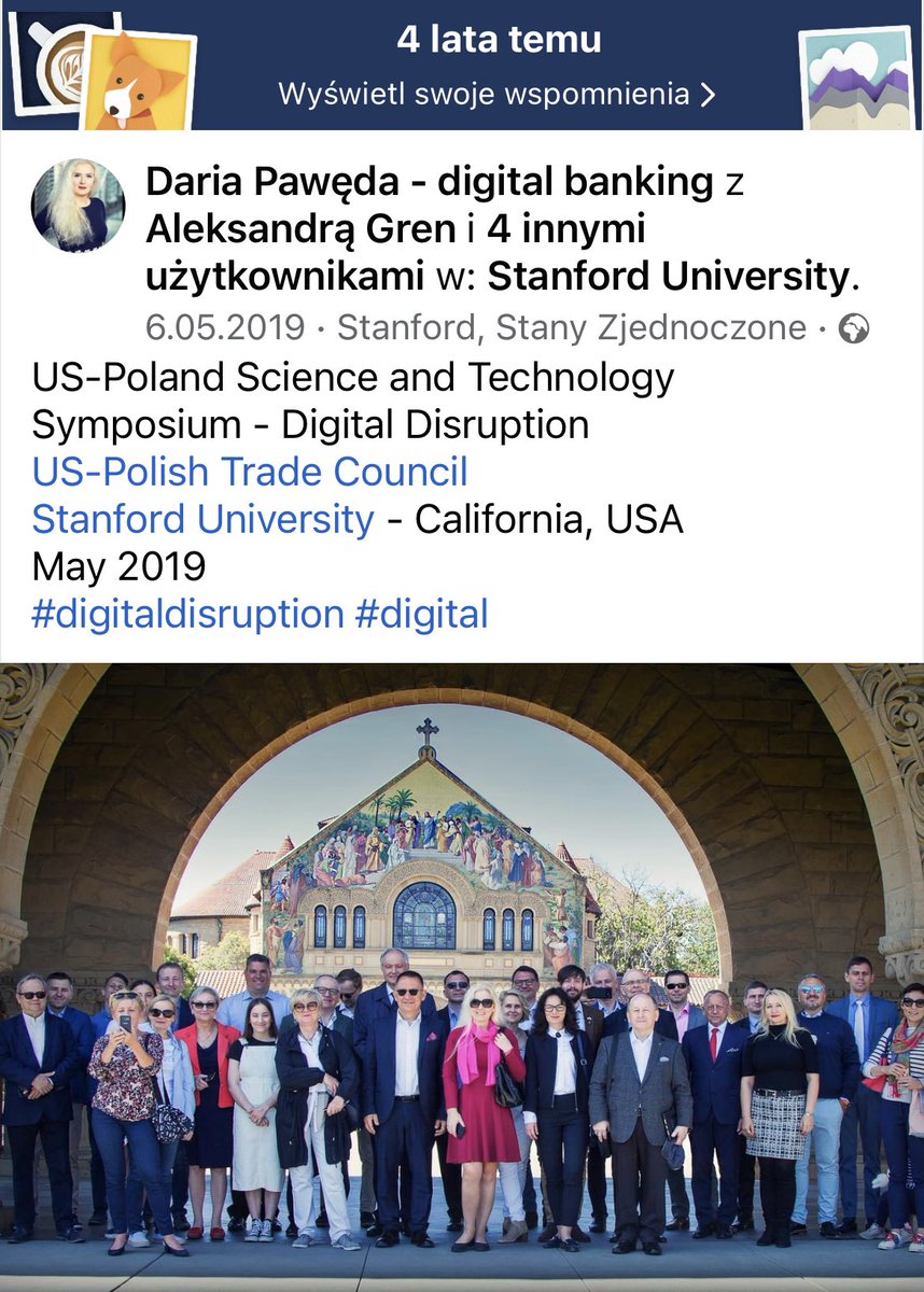 Today Facebook reminded me about “US-Poland Science and Technology Symposium - Digital Disruption” at @Stanford  - California/USA, in May 2019 😊 Great memories! It was so amazing time! @aleks_gren @kgren12 @DPoniatowska @ElaKozera @UsptcPalo @VisitCA 
#digitaldisruption #digital